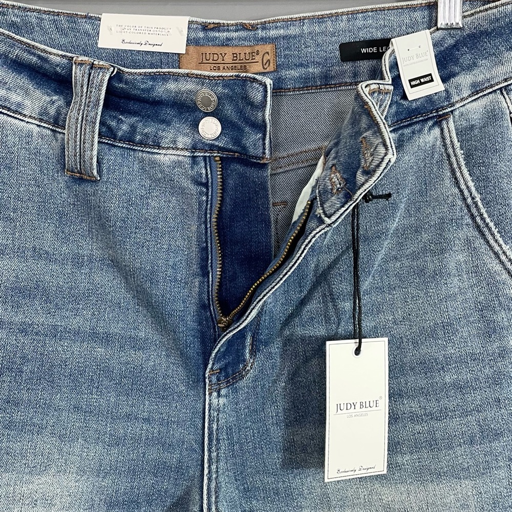 Judy Blue Power Play High Rise Wide Leg Jean Light Blue NWT - Picture 7 of 13